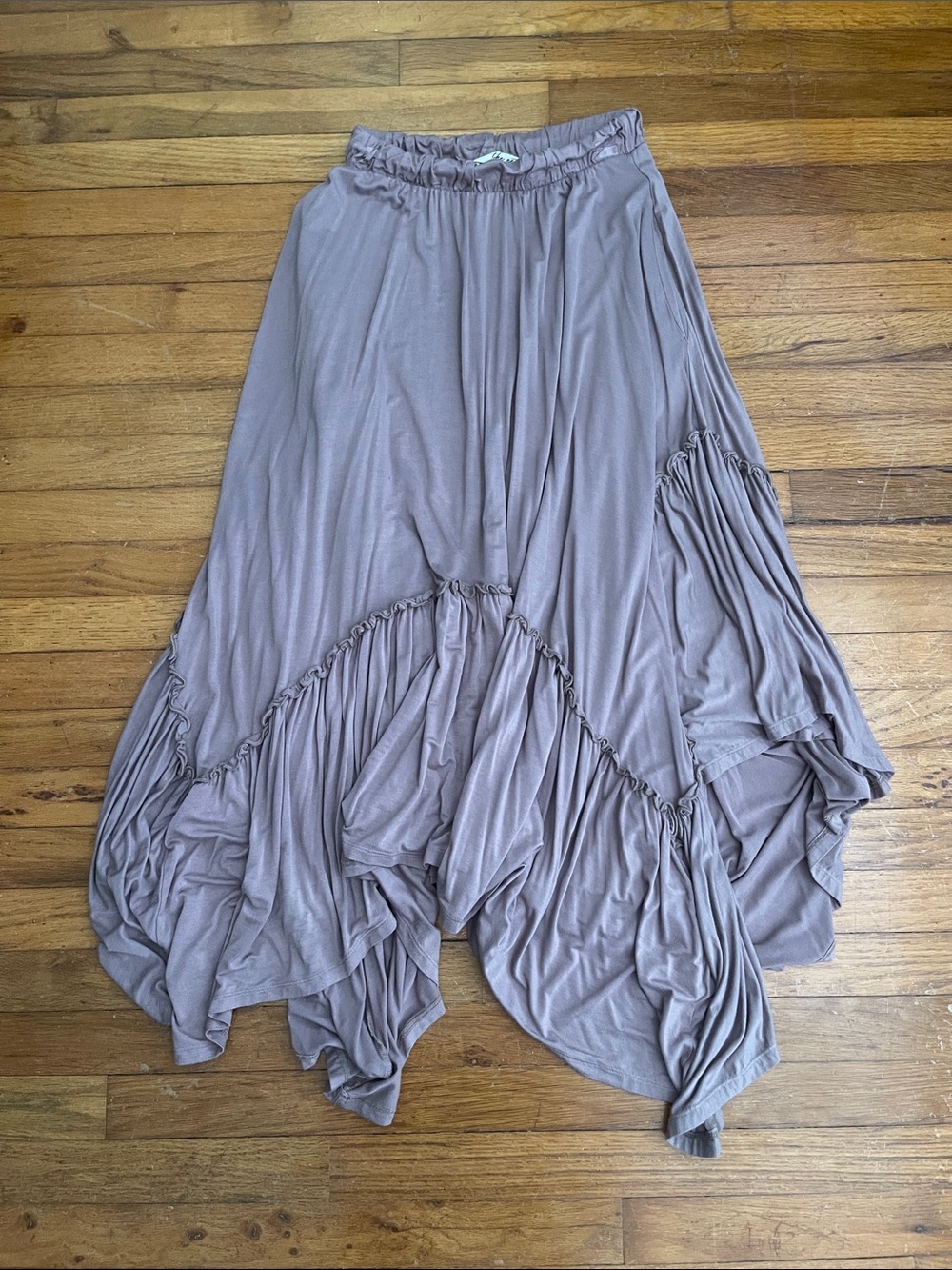 Three Bird Nest Mushroom Asymmetric Ruffle Maxi Skirt - Picture 5 of 5